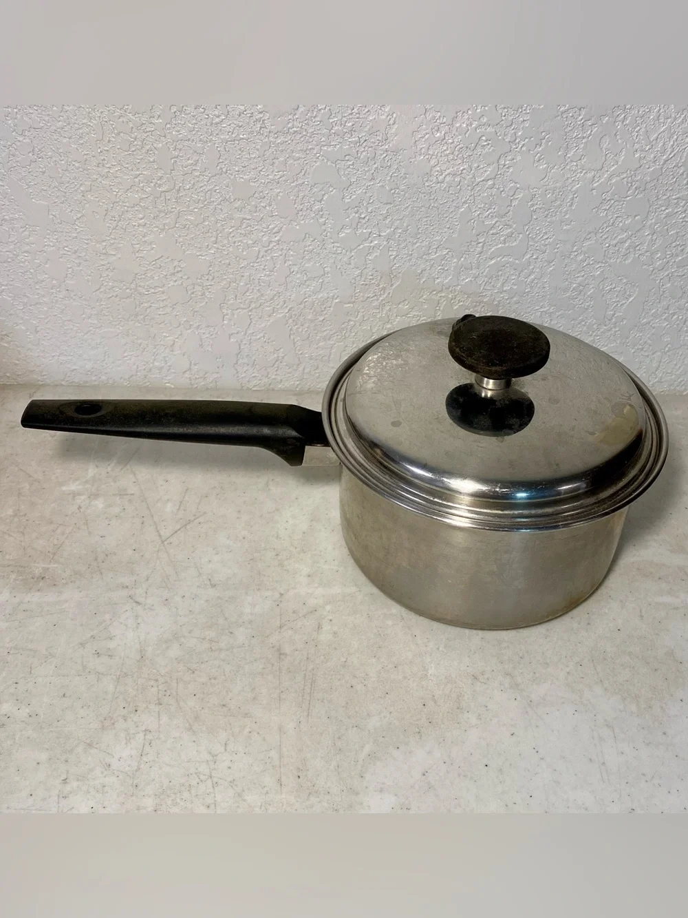 Vintage EKCO Saucepan w/ Lid Copper Botton Stainless Steel 2 Quart Made In USA